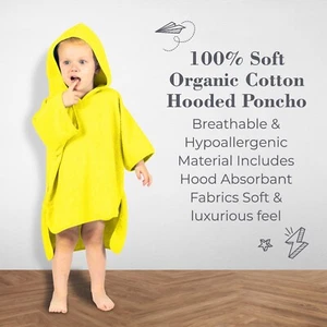BABY HOODED COTTON TOWEL PONCHO YELLOW SIZE 2-3T - Picture 1 of 6