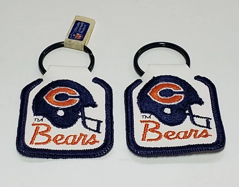 Vintage Chicago Bears Keychain Embroidered NFL Set Of 2 Joy Rare Cover