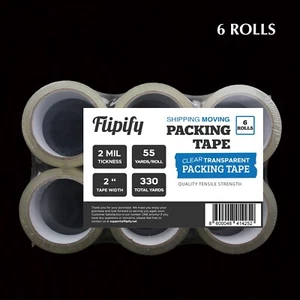 6 rollos caja de sellado transparente embalaje cinta de envío 2 mil- 2" x 55 yardas - Imagen 1 de 6