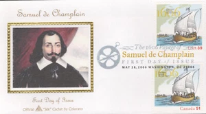 FDC 2006 - Edición conjunta con Canadá - Samuel de Chamlain #B Silk Cachet - Imagen 1 de 1