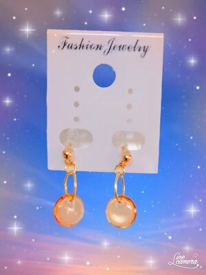 Ohne Loch Ohrringe,Gold,Rund Glass,Clip on earring,Handmade,Anti-allergy - Bild 1 von 2