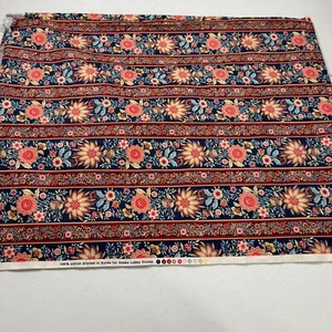 hobby lobby fabric brown blue floral cotton 43x113 3.1 yard korea - Picture 1 of 12