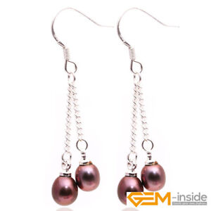 Natural Freshwater Pearl Charm Beads Dangle Silver Hook Earrings Fashion Jewelry