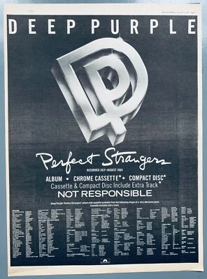 Póster original del Reino Unido Deep Purple 1984 anuncio perfect strangers Foto 1 de 3