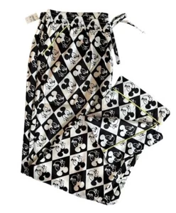 Disney Mickey Mouse Black & White Diamond Silk/Satin Pajama Pants w/Pockets-Men - Picture 1 of 14
