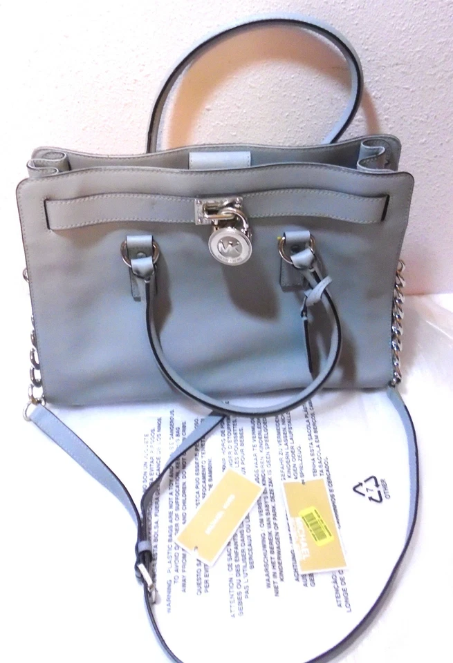 Michael Kors Hamilton Large East West Satchel Saffiano Leather Dusty Blue
