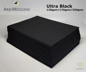 Black Card, Ultra Black 120gsm/170gsm/350gsm Arts&Crafts Matte Black Arjo Wiggin - Picture 1 of 4