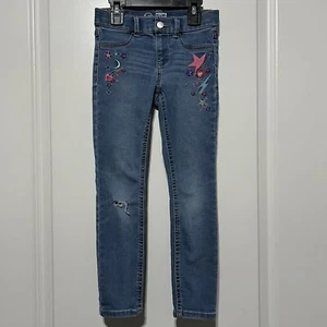 Wonder Nation Girls Jeggings W/ Stars & Hearts Embroidery Detail in Medium Wash - Picture 1 of 13