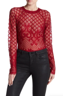 Body de malla manga larga borgoña Romeo & Julieta para mujer talla S L51117 Foto 1 de 3