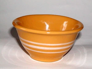 Vintage Rowe Keramik Miniatur gelbe Ware Schüssel mit weißen Bändern/Streifen - Bild 1 von 7