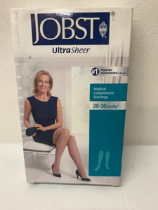 Jobst 119786 UltraTransparente Clásico Negro 20-30 mmHg Grande Rodilla Pequeña Puntera Abierta NUEVO - Imagen 1 de 4