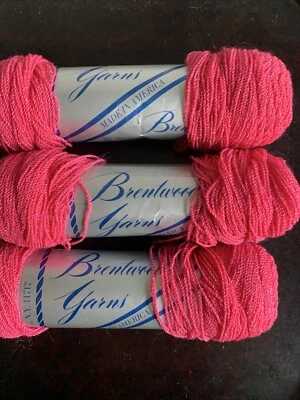Vintage Brentwood Yarns Brenetta 3 Skeins Pink Fingering 300 yds ea Wool/Rayon - Image 1 of 4
