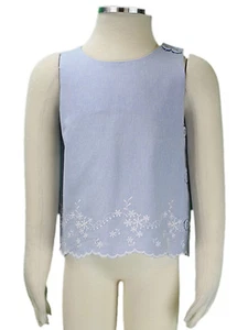 JACADI Girl's Trombine Chambray Sleevless Blouse Size 4 Years NWT $40 - Imagen 1 de 5