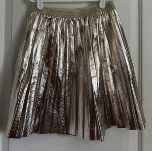 J.Crew Crewcuts Girls Pleated Pull-On Skirt Metallic Gold Sz XL 12/14 - Picture 1 of 7