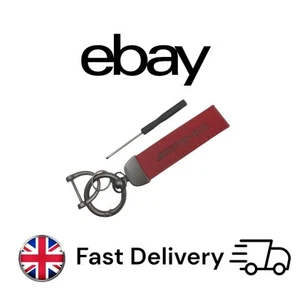 Red AMG Leather Suede Key Fob/ Keyring & Brushed Metal D Ring - Picture 1 of 3