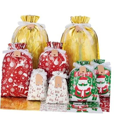  Bolsas de regalo con cordón de Navidad con etiquetas - 40 piezas Bolsa de regalo de Navidad estilo 1 Foto 1 de 4