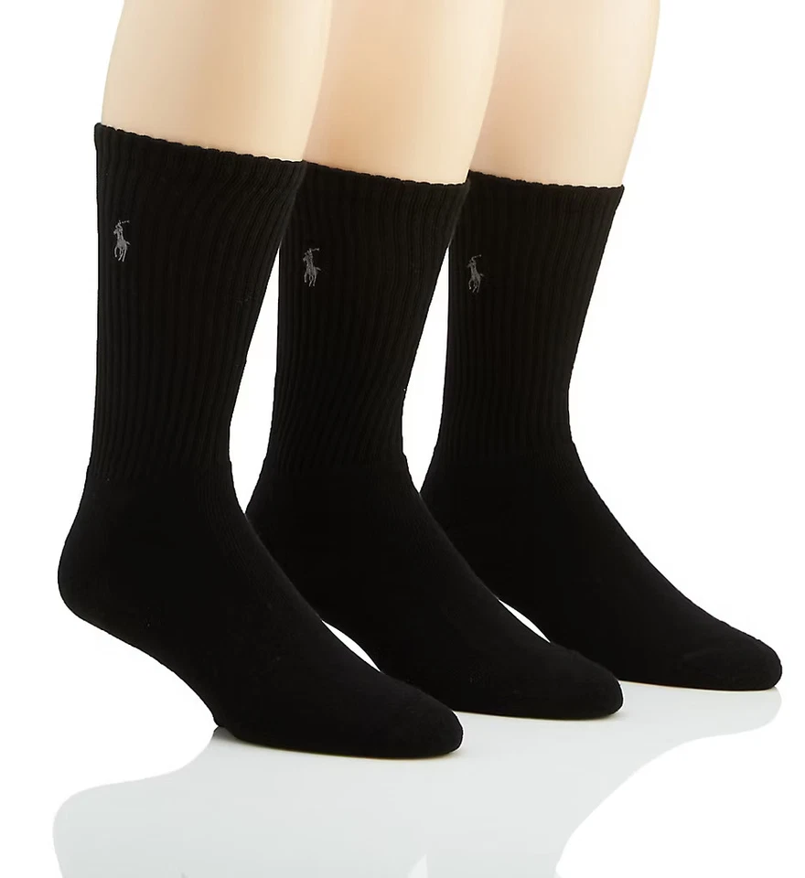 Polo Ralph Lauren 8428PK Cushioned Foot Ribbed Crew Sock - 3 Pack - Image 1 of 1