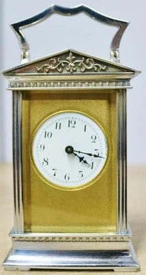 Rare Antique French 8 Day Silvered Architectural Design Timepiece Carriage Clock - Image 1 of 4