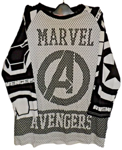 T-shirt manica lunga Marvel Avengers L (Iron Man, logo invincibile) bianco e nero - Foto 1 di 24