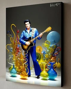 Elvis Presley Poster Artwork w/COA - Framed Canvas 40X30cm HITT Artist Proof - Picture 1 of 2