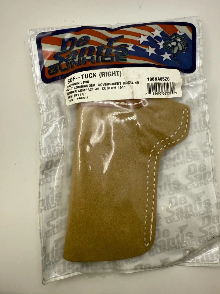 Desantis Sof-Tuck Holster for P35/1911 Gun, Right Hand, Natural Suede