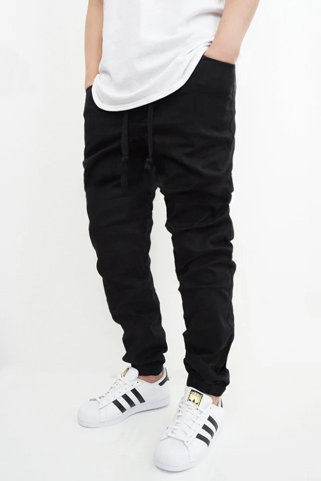 MEN'S TWILL DROP CROTCH JOGGER PANTS SIZE S-5XL VICTORIOUS *18 COLORS BIKER  - Image 1 of 1