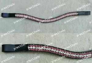 Impresionante cinta para cejas de cuero curvado de cristal de 5 filas para tachuela de brida de caballo en 4 tamaños - Imagen 1 de 2