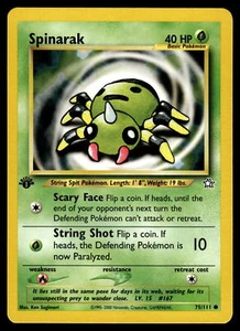 First Edition Spinarak #075/111 Neo Genesis Pokemon Near Mint or Better - Picture 1 of 2