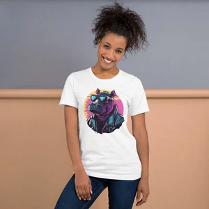 Hippo T-Shirt – Retro Cool with Shades Synthwave - Picture 1 of 18