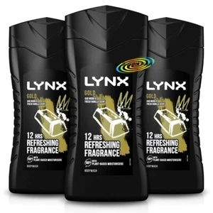 3x Lynx Gold Shower Gel 225ml Oud Wood & Fresh Vanilla Body Wash - Picture 1 of 1