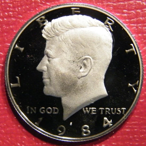 1984 S Clad PROOF Gem Cameo Kennedy Half Dollar Coin from US Proof Set Cover