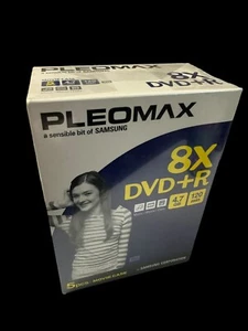 Pack Of 5 - Samsung Pleomax Dvd+R 8X 4.7 GB Samsung Dvds Music Movie Data Sealed - Picture 1 of 6