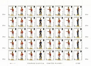 Guernsey 1974-78 Militia STAMPS FORTY STAMPS SHEET MNH - Picture 1 of 7