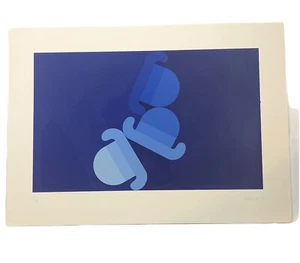 Per Arnoldi Signed Numbered Limited Edition Abstract Art Lithograph 4 Blue Hats - Picture 1 of 7