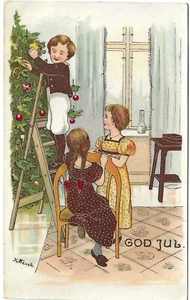 20. Tarjeta de Navidad extranjera con niños, de principios de 1900, sin publicar - Imagen 1 de 2