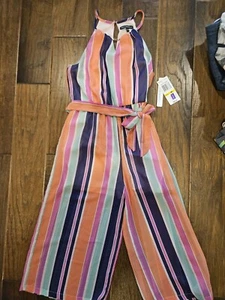 Girls Peach Blue Green White Sleeveless Romper Jumper Jumpsuit  Medium 10 12 New - Picture 1 of 4