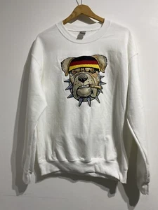 Gildan Sudadera Blanca Talla Mediana Motivo Bulldog Mezcla Algodón - Imagen 1 de 11