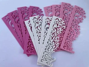 Die Cut Lace Borders Edges White Pink Cardmaking Embellishments UK Seller - Picture 1 of 2