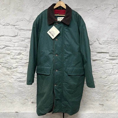 $298 Retail NWT Vtg 90s Eddie Bauer Wool Lined Down Trench Coat Corduroy Collar - Image 1 of 4