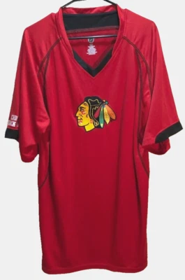 Camiseta Chicago Blackhawks NHL Vintage Años 90 Rojo Poliéster Cosido Logo Equipo XLT Foto 1 de 2