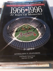 Dale Murphy Signed Final Season Atlanta Fulton County Stadium"Program 9/23/96 - Picture 1 of 4