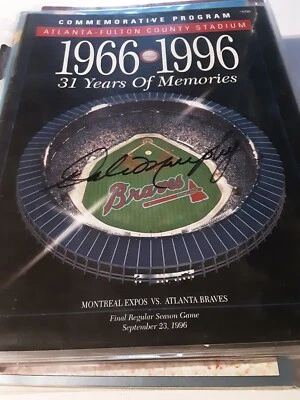 Dale Murphy Signed Final Season Atlanta Fulton County Stadium"Program 9/23/96 - Image 1 of 4