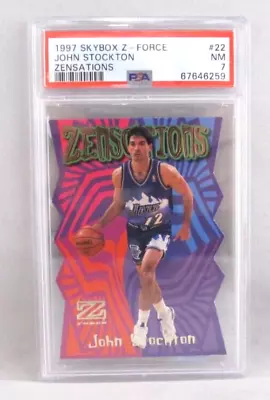 1997-98 Skybox Z-Force Zensations John Stockton #22 Utah Jazz HOF PSA 7 NM — 第 1/4 张图片