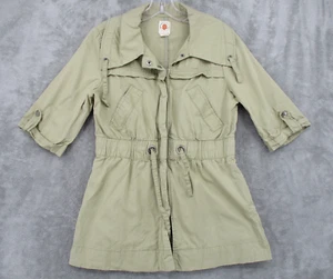Tulle Jacket Womens Medium Khaki Utility Pocketts Drawstring Safari Casual Tan - Picture 1 of 9