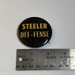 VTG STEELER DEE-FENSE NFL Pittsburgh Steelers Black All-Metal Pin Badge Button - Picture 1 of 5
