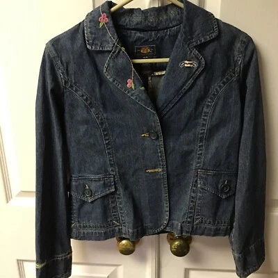 Chaqueta vaquera Route 66 para niñas azul rosa puntada botón delantero talla grande 14/16 Foto 1 de 4