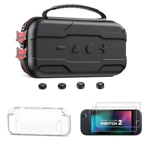 Switch 2 Case+ Storage Grip Caps+ 2 Screen Protectors+Scratch Protection Cover - Picture 1 of 7
