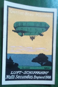 German beer meets aviation poster stamp Airship Zeppelin Nulli Secundus Brewery - Picture 1 of 1