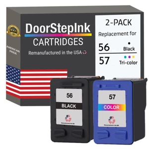 DoorStepInk Compatible Ink Cartridges for HP 56 57 Black Color 2PK-USA - Picture 1 of 5