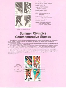 #8415 20c Estampillas de los Juegos Olímpicos de Verano (B4) - Scott #2082-2085 Página de recuerdo de USPS - Imagen 1 de 1